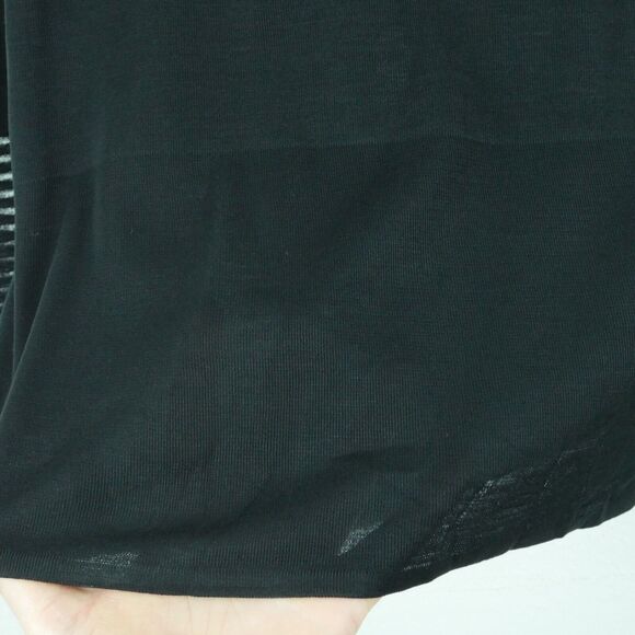 Ming Wang XS Top Black Knit Long Sleeve Sheer Stripe Modern Career Minimal Zip - Picture 5 of 9